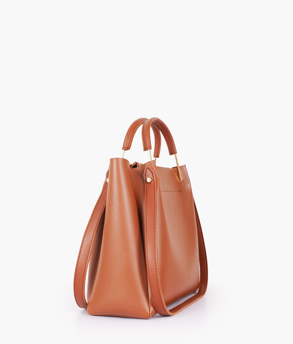 LumaVex - Brown metal handle tote bag