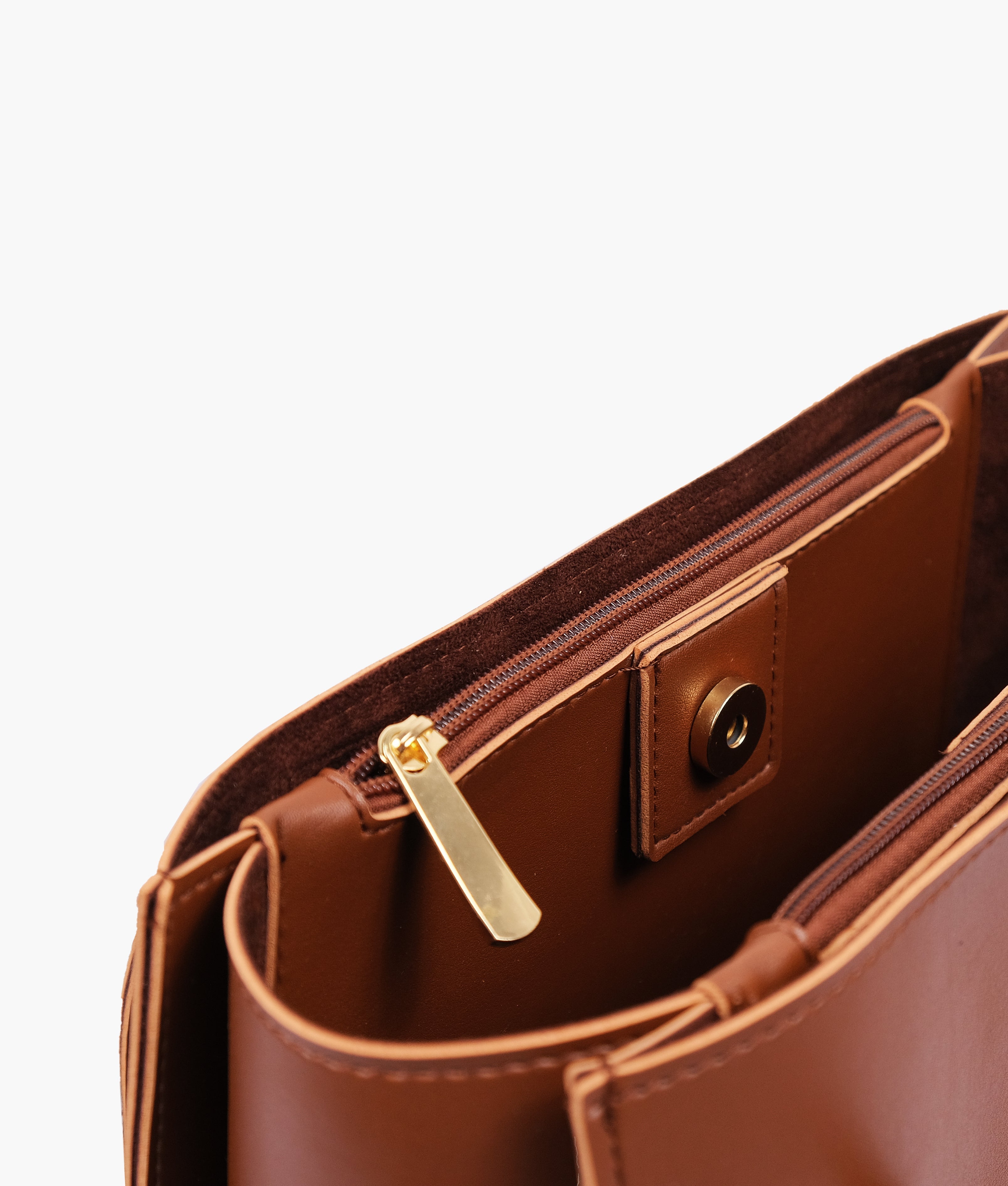 LumaVex - Brown zipper shoulder bag with long handle