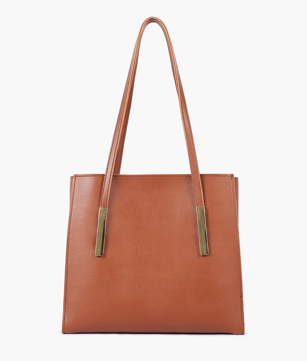 LumaVex - Brown zipper shoulder bag with long handle