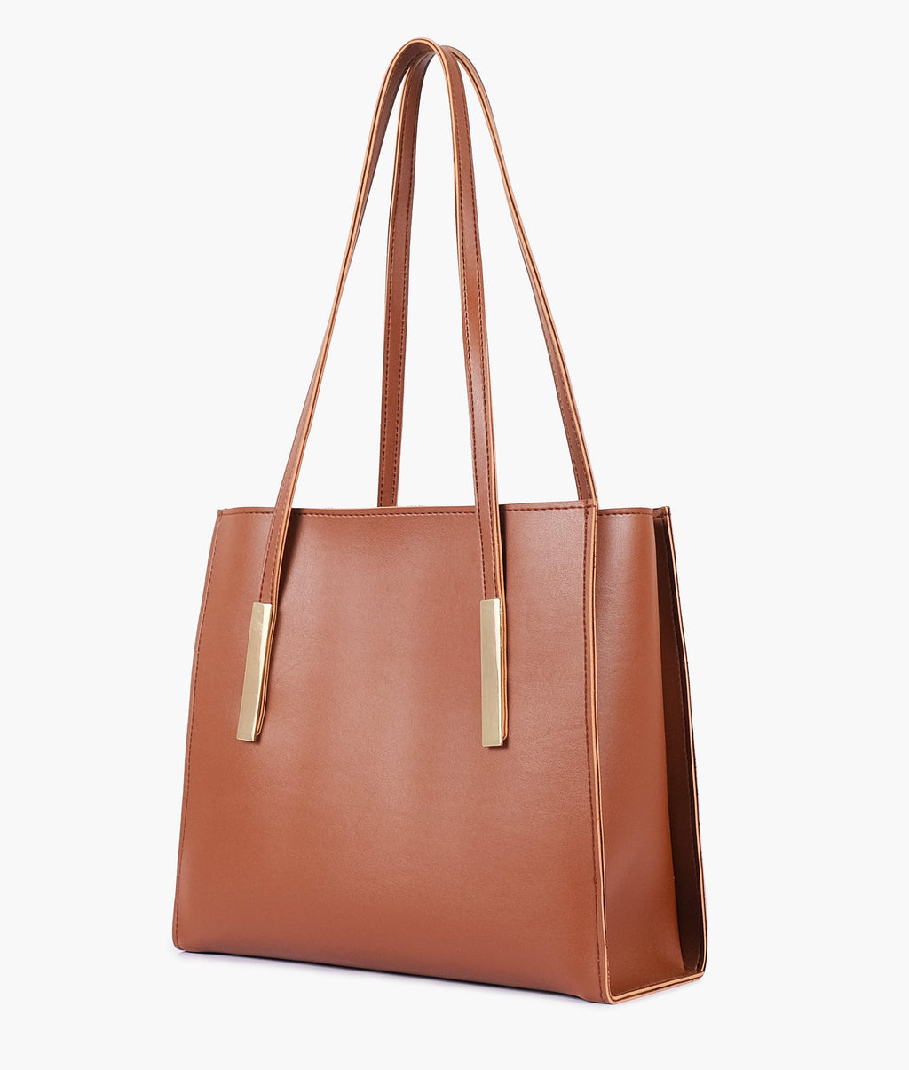 LumaVex - Brown zipper shoulder bag with long handle