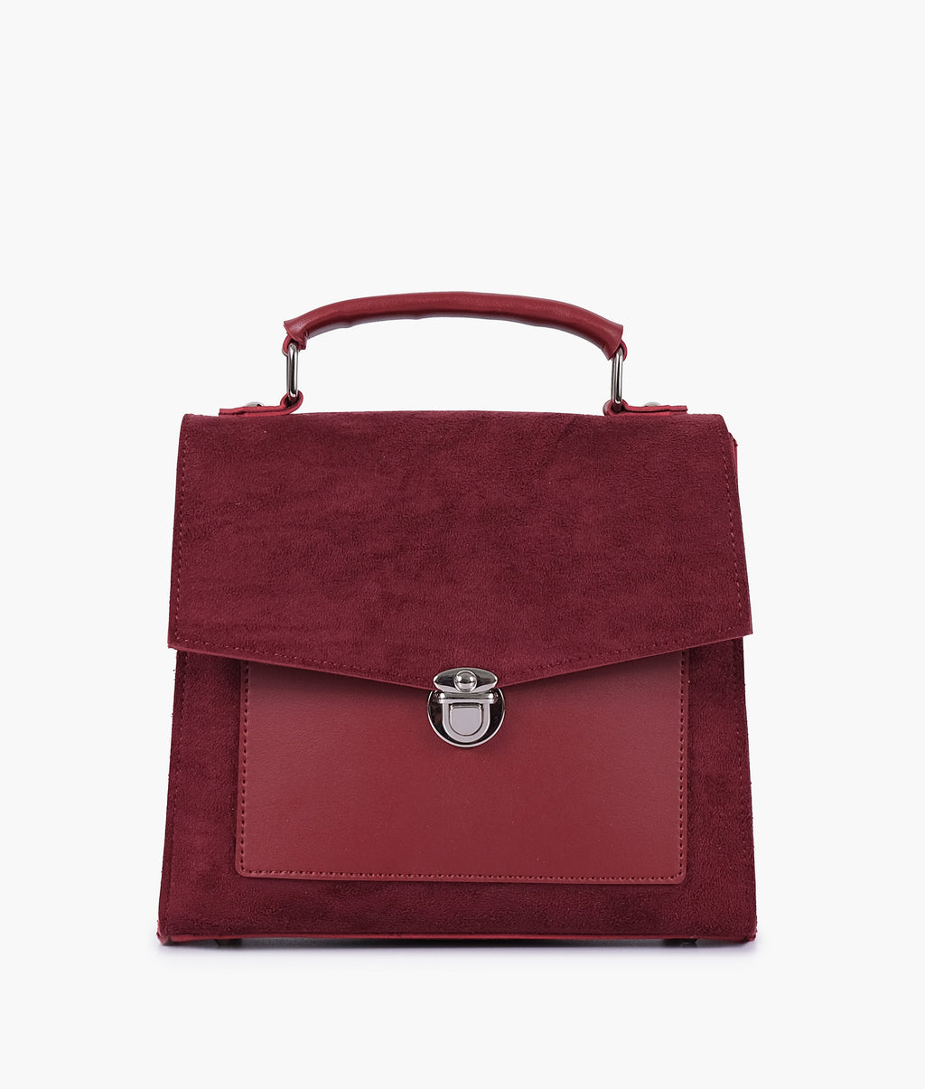 LumaVex - Maroon suede push-lock messenger bag