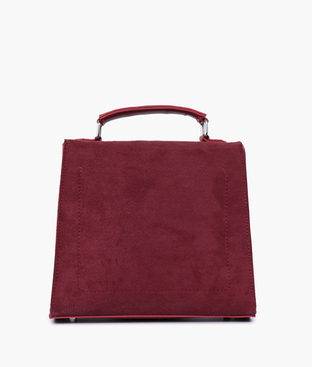 LumaVex - Maroon suede push-lock messenger bag