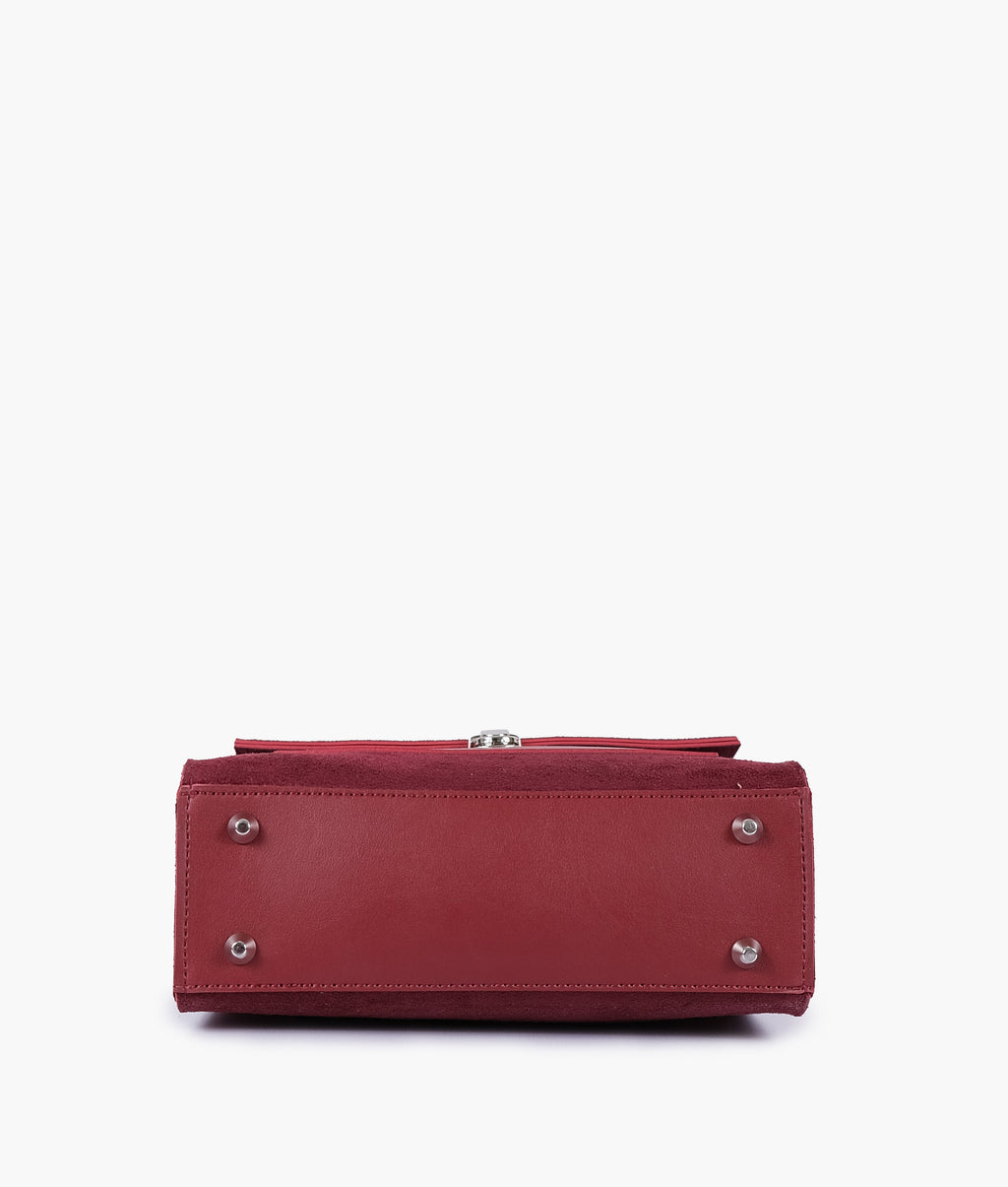 LumaVex - Maroon suede push-lock messenger bag