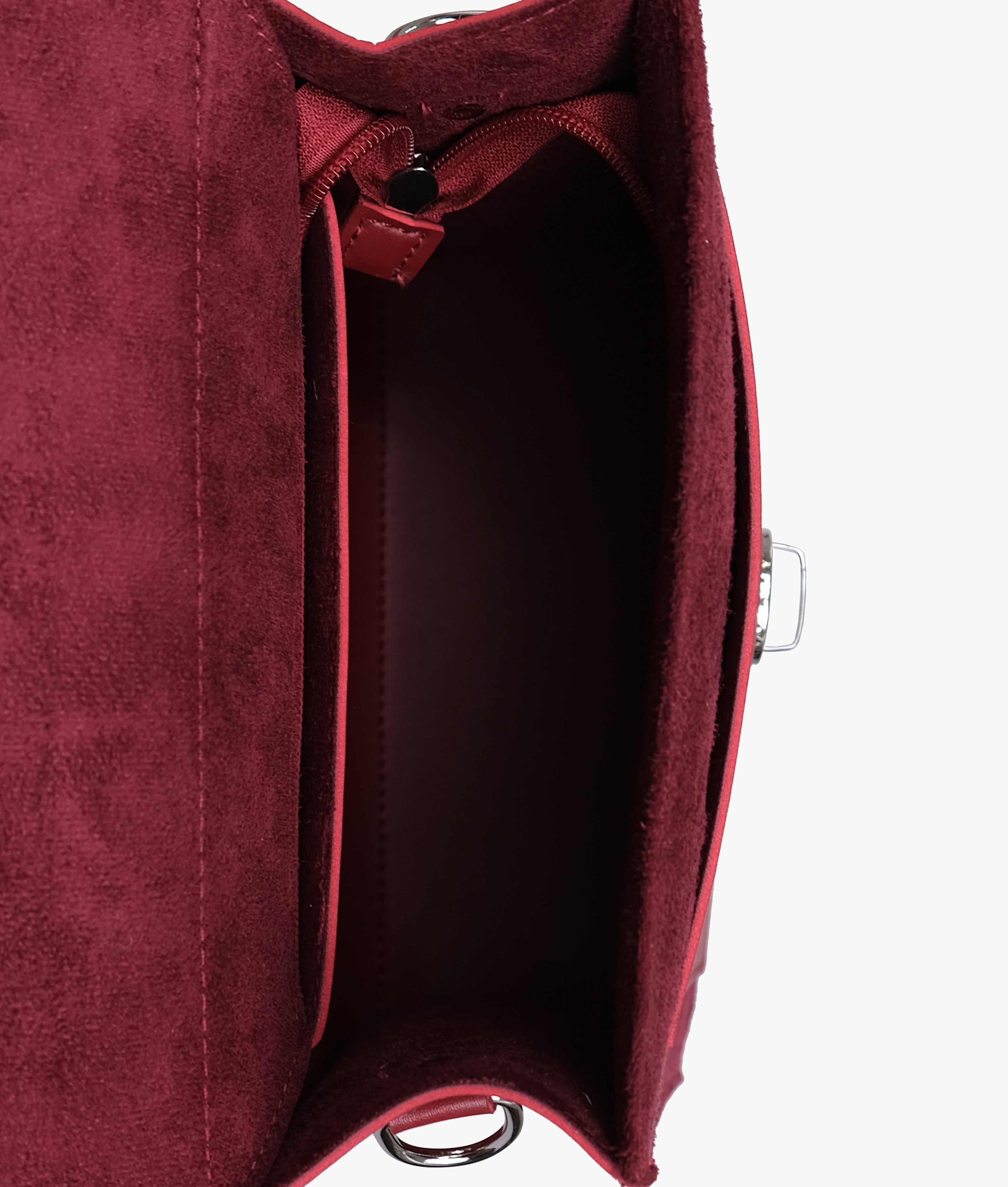 LumaVex - Maroon suede push-lock messenger bag