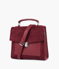 LumaVex - Maroon suede push-lock messenger bag