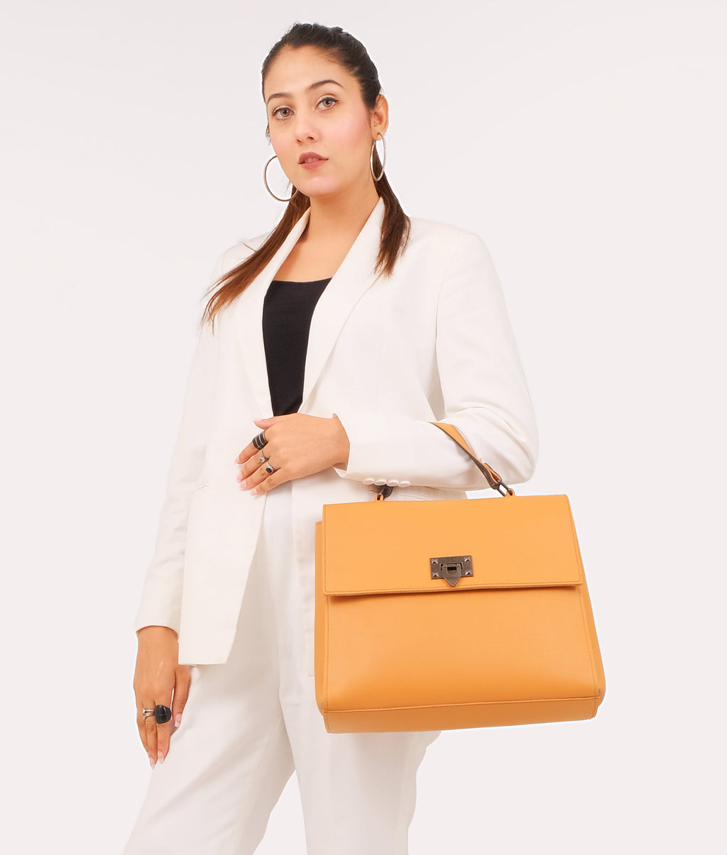 LumaVex - Mustard flap-over top-handle bag