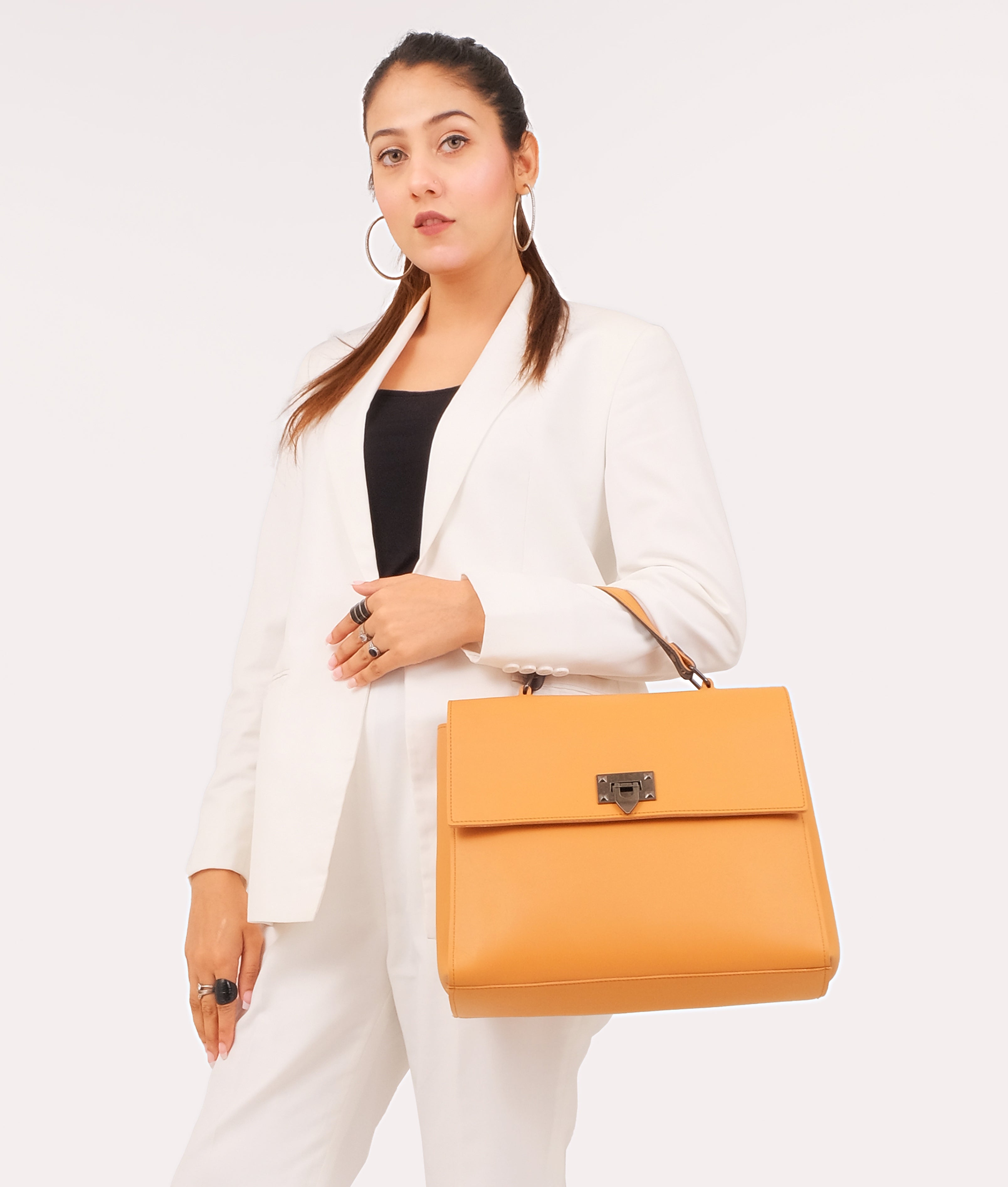 LumaVex - Mustard flap-over top-handle bag