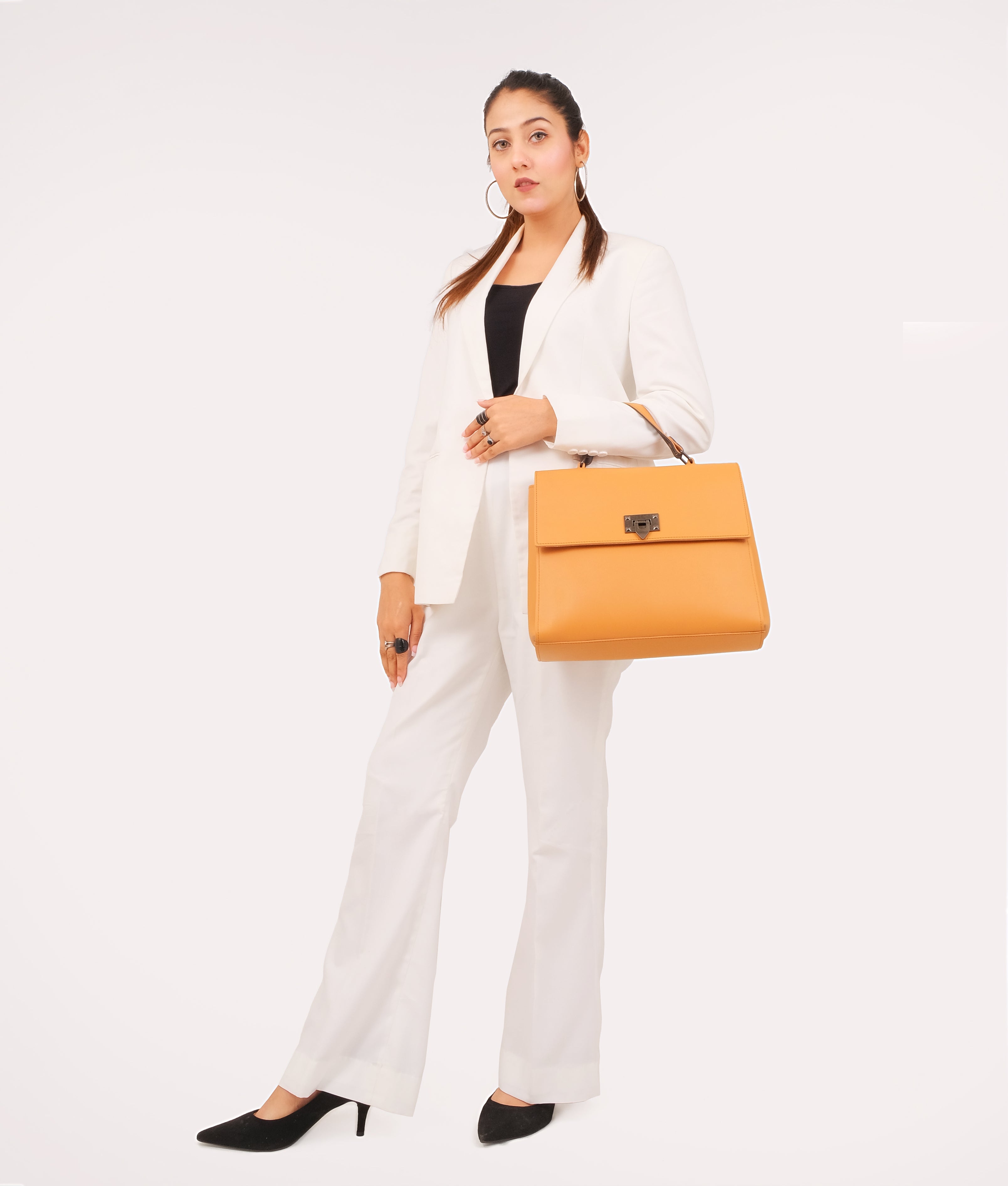 LumaVex - Mustard flap-over top-handle bag