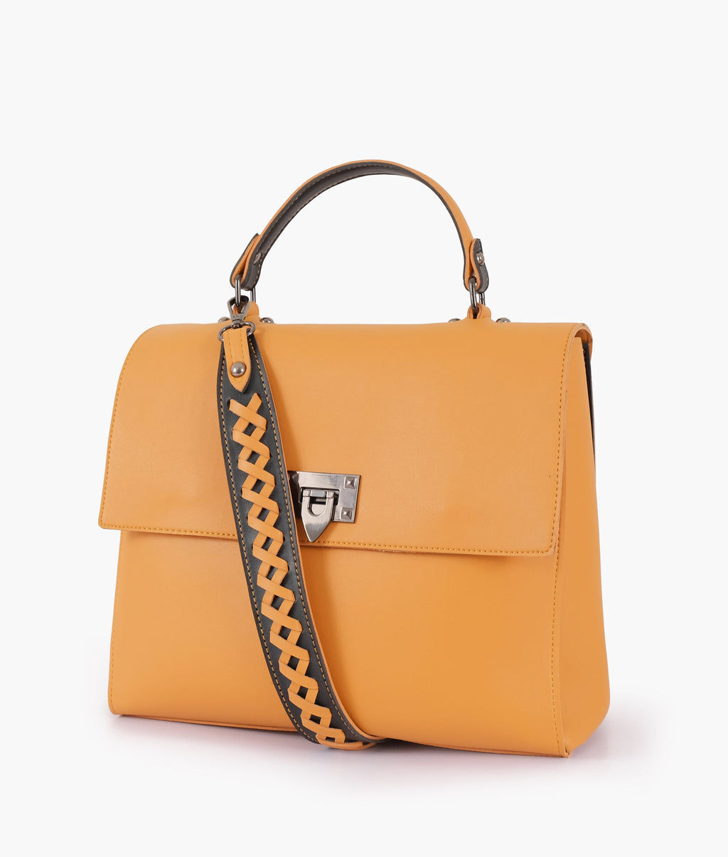 LumaVex - Mustard flap-over top-handle bag