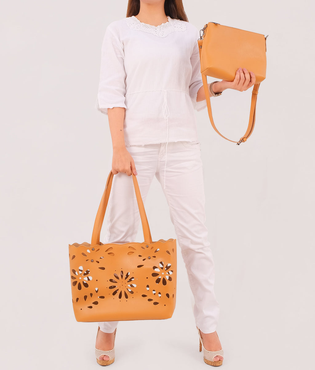 LumaVex - Mustard two-piece floral tote