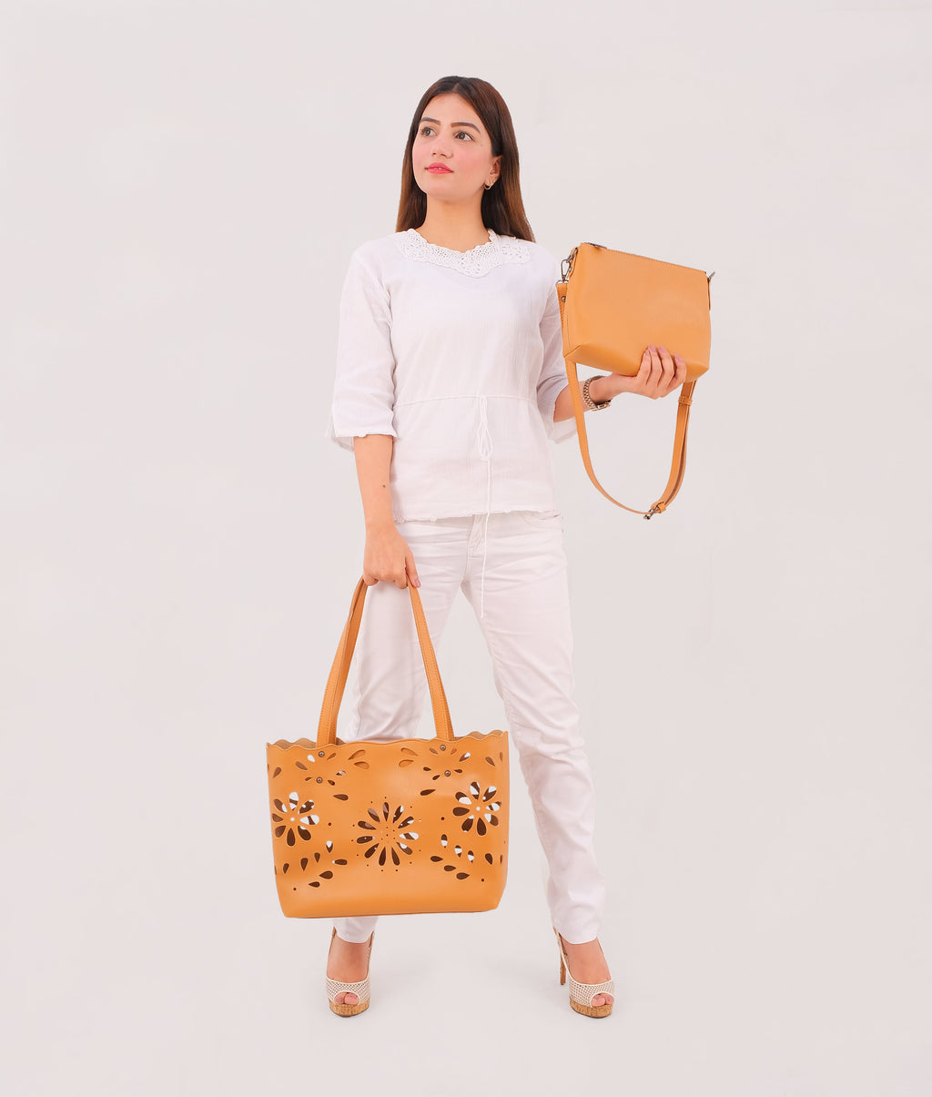 LumaVex - Mustard two-piece floral tote
