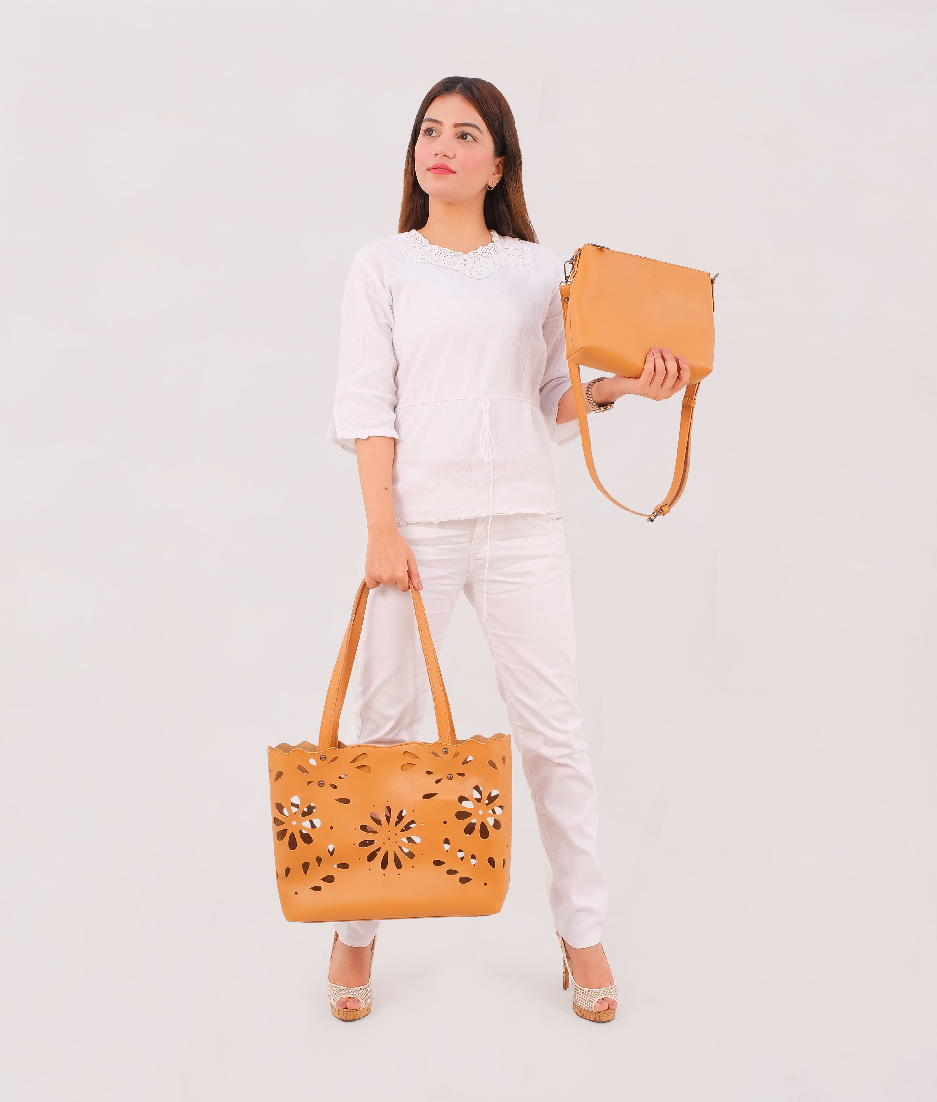 LumaVex - Mustard two-piece floral tote