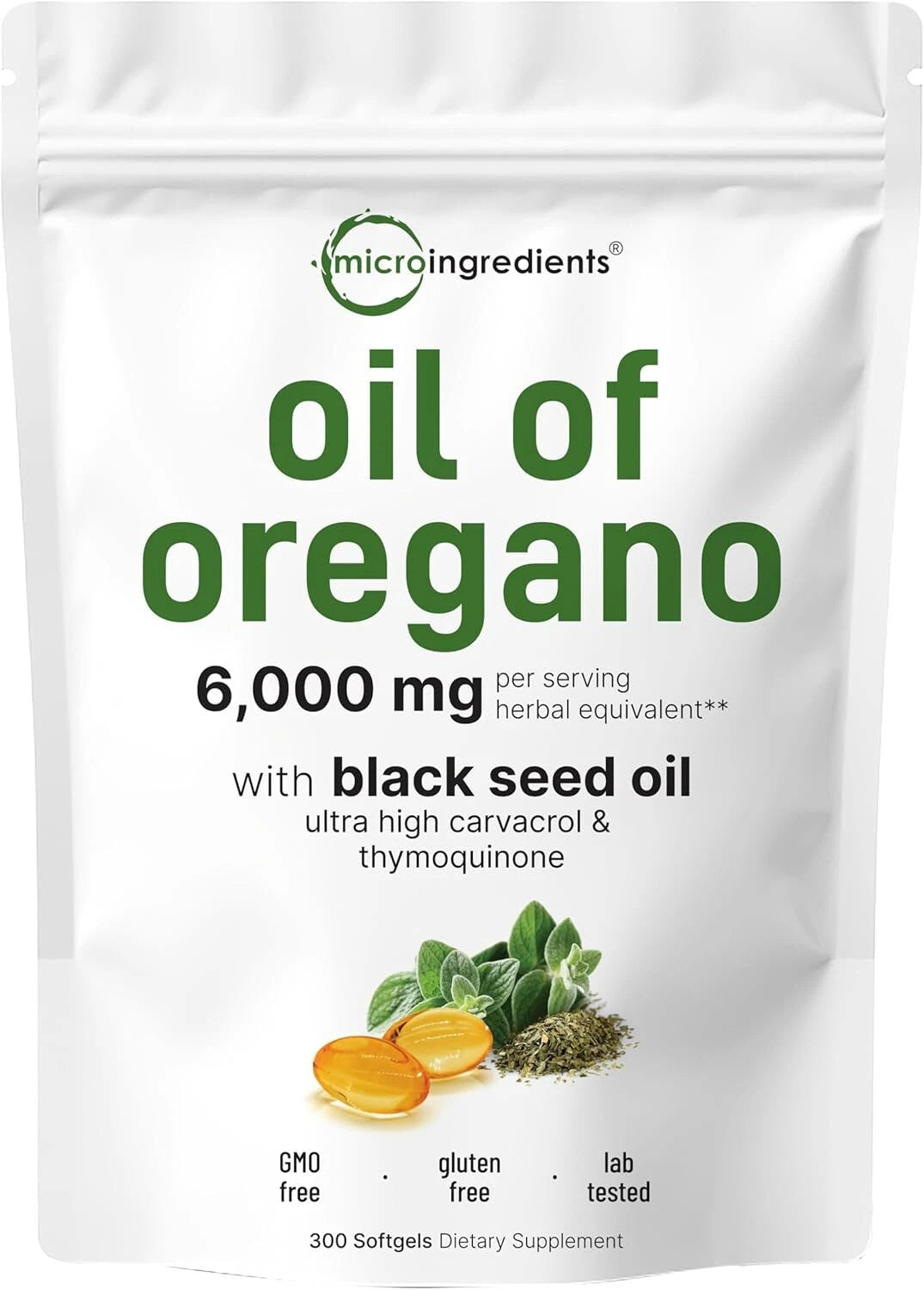 Ultra Strength Oregano Oil Softgels – 300 Count (with Black Seed Oil & Immune Support Blend)