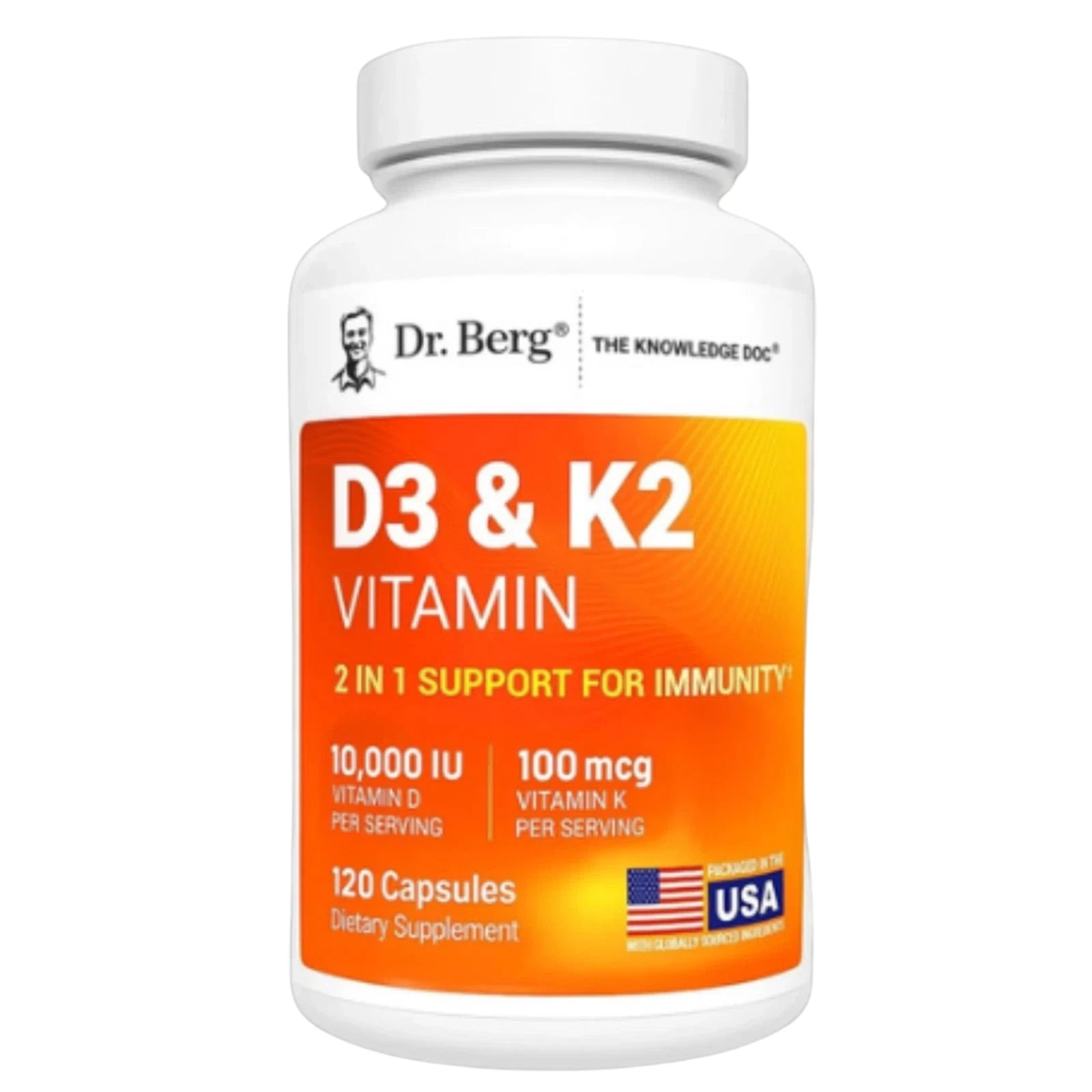 D3+K2 Ultra Strength Capsules – High-Potency 10,000 IU Vitamin D with MCT Oil for Advanced Absorption (120 Count)