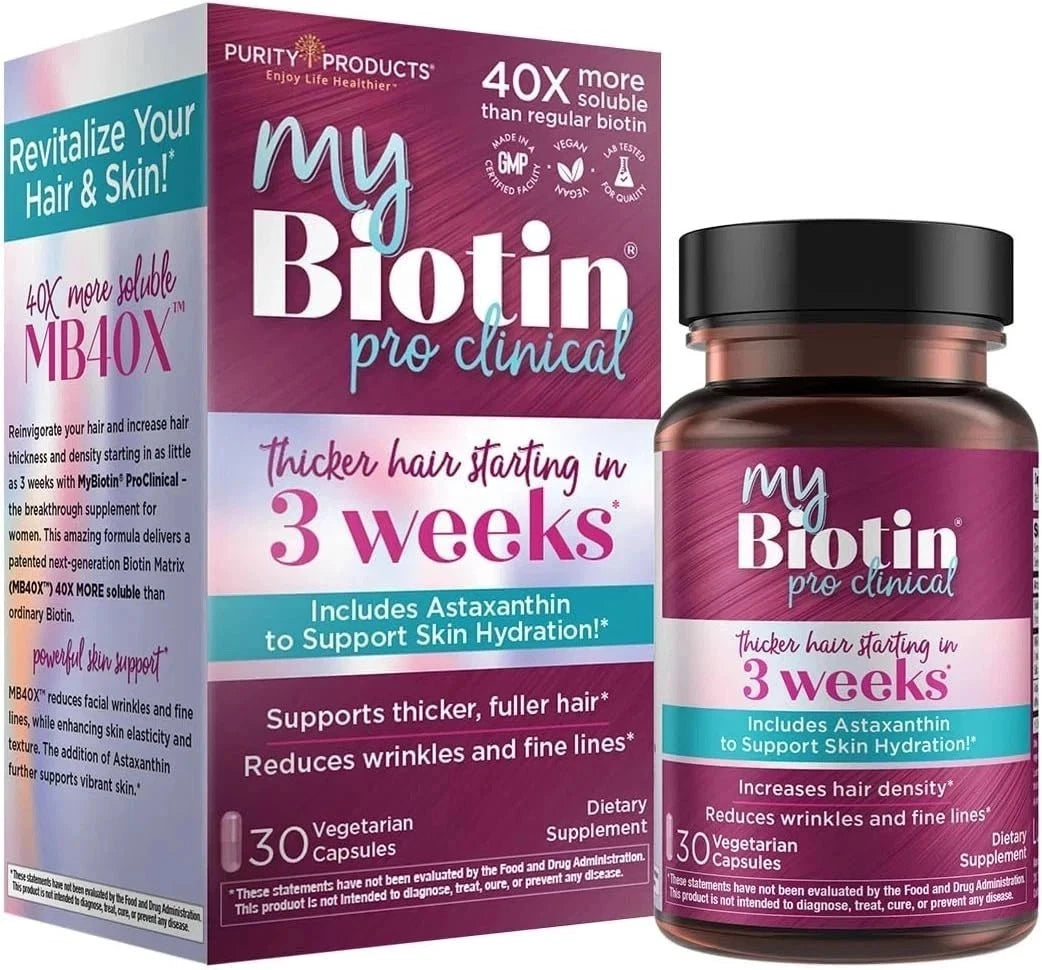 Pro Biotin Hair Growth Capsules – Thicker, Stronger Hair & Nail Support Formula (30 Count)