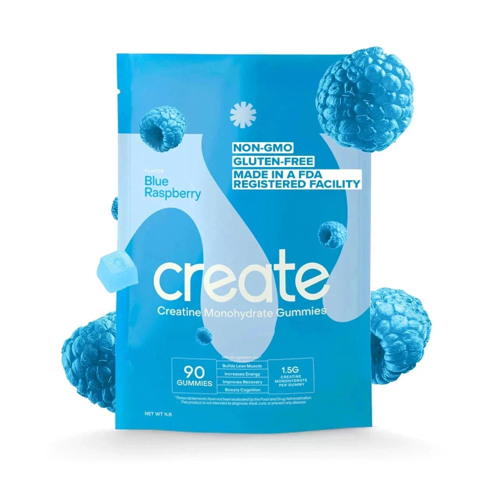 High-Performance Creatine Gummies – Muscle Strength & Energy Support – Blue Raspberry Flavor, Gluten-Free (90 Gummies)