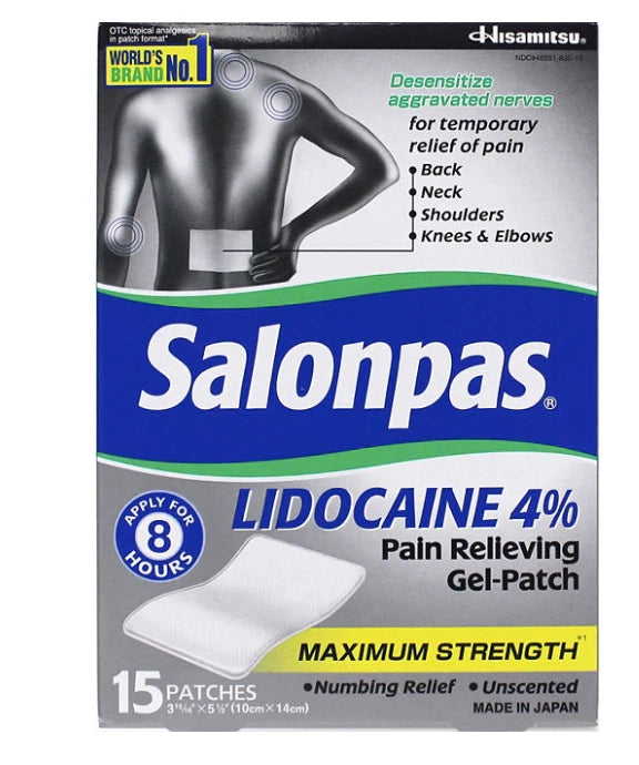 Max Strength Lidocaine Pain Relief Gel Patches – Fast-Acting Targeted Relief for Back, Neck, Joints & Muscles (15 Patches)