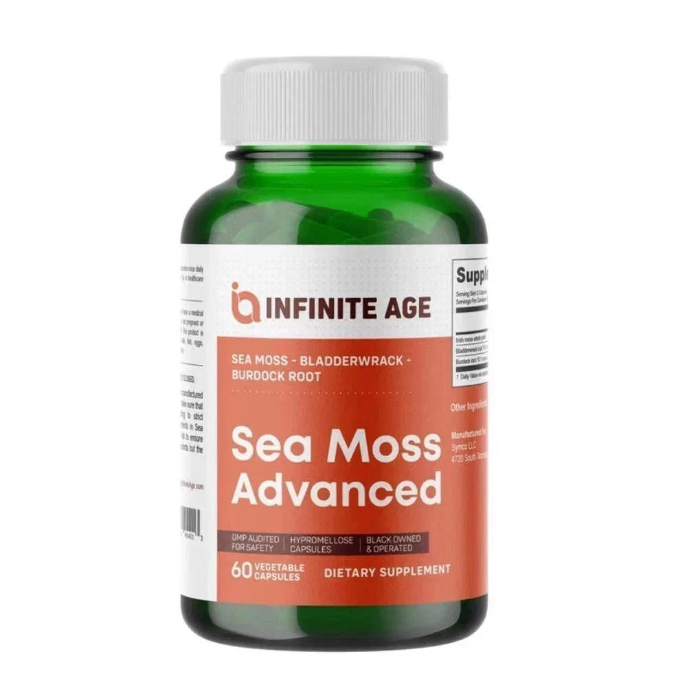 Premium Sea Moss Superfood Capsules – High Potency Irish Moss, Bladderwrack & Burdock Blend for Immune & Wellness Support (60 Capsules)