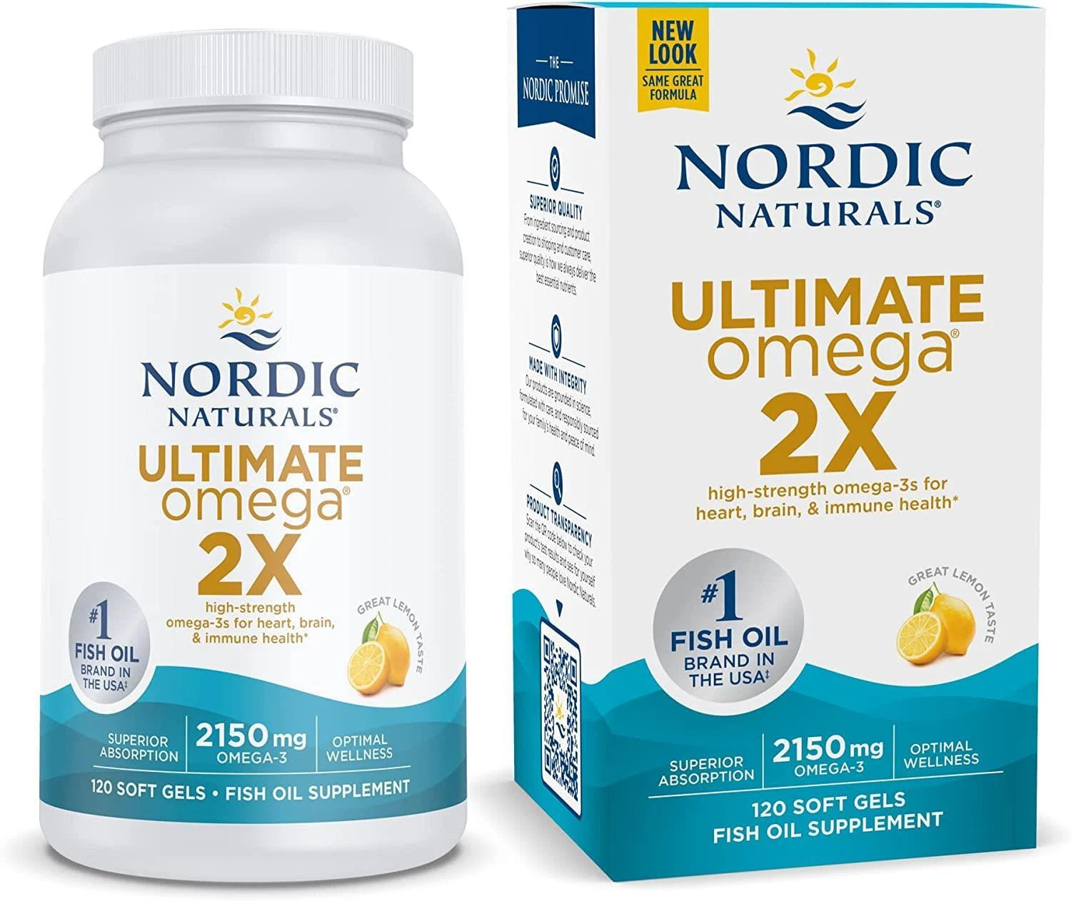 Ultra Strength Omega-3 2150mg – High Potency EPA & DHA Fish Oil with Lemon Flavor (120 Softgels)